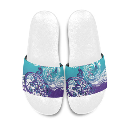 Personalised New Zealand Suicide Prevention Month Slide Sandals You Matter NZ Fern With Maori Koru Lizard