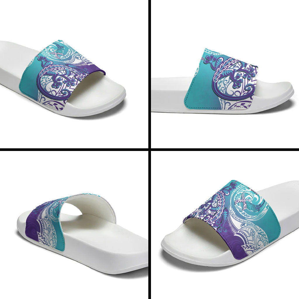 Personalised New Zealand Suicide Prevention Month Slide Sandals You Matter NZ Fern With Maori Koru Lizard