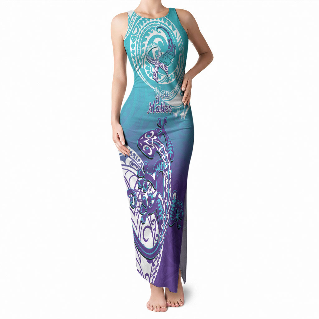 Personalised New Zealand Suicide Prevention Month Tank Maxi Dress You Matter NZ Fern With Maori Koru Lizard