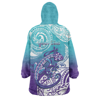 Personalised New Zealand Suicide Prevention Month Wearable Blanket Hoodie You Matter NZ Fern With Maori Koru Lizard