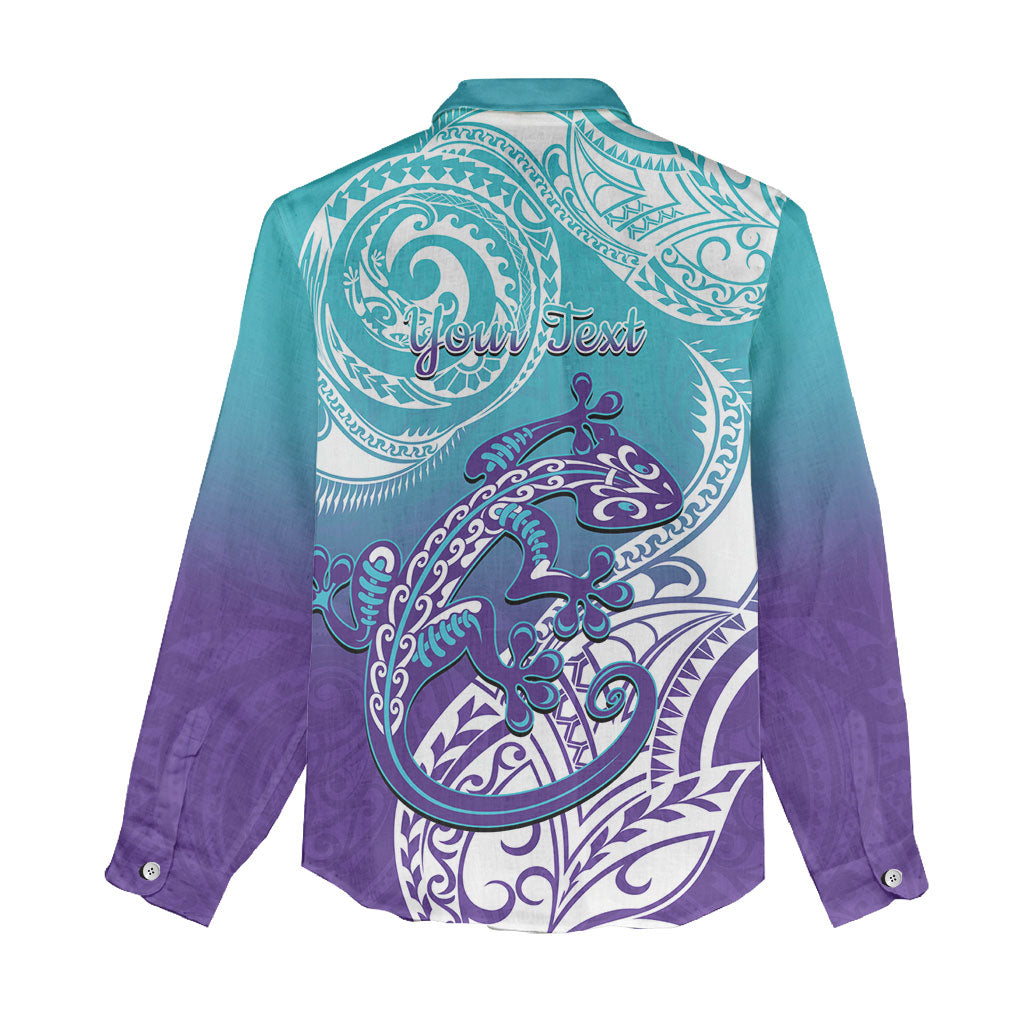 Personalised New Zealand Suicide Prevention Month Women Casual Shirt You Matter NZ Fern With Maori Koru Lizard