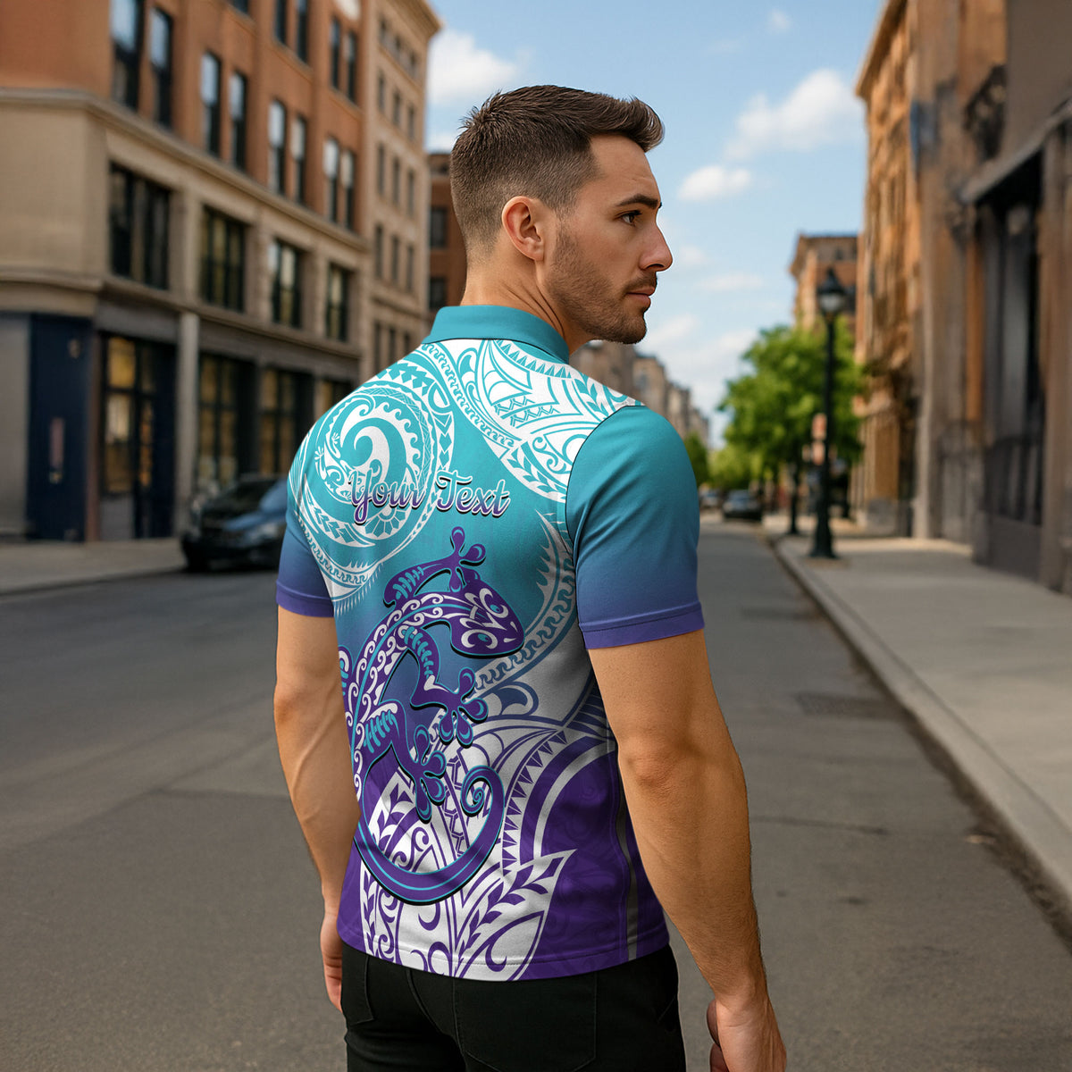 Personalised New Zealand Suicide Prevention Month Zipper Polo Shirt You Matter NZ Fern With Maori Koru Lizard