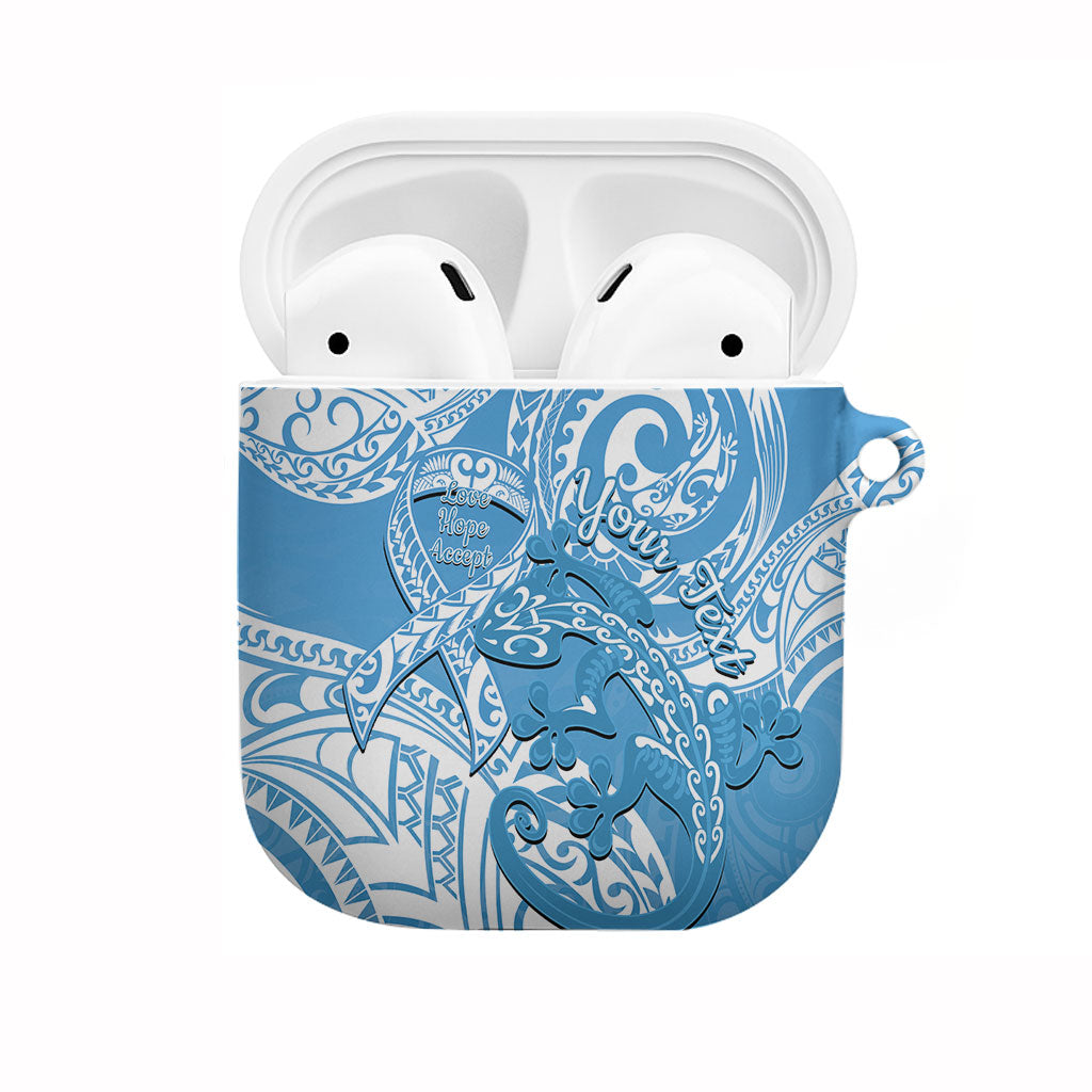 Personalised New Zealand Autism Support AirPods Case NZ Fern With Maori Koru Lizard