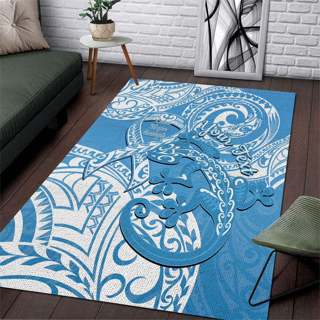 Personalised New Zealand Autism Support Area Rug NZ Fern With Maori Koru Lizard