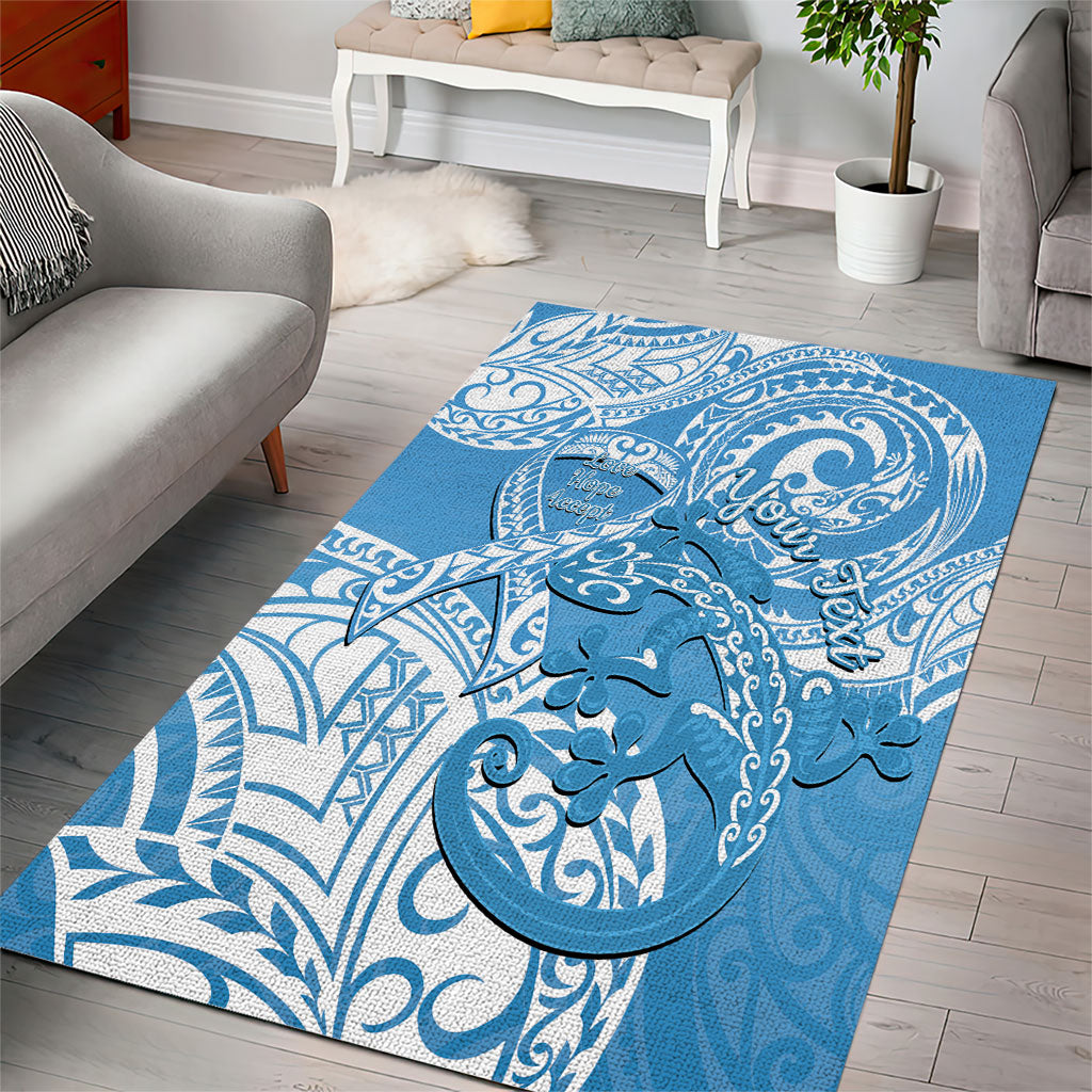 Personalised New Zealand Autism Support Area Rug NZ Fern With Maori Koru Lizard