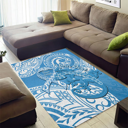Personalised New Zealand Autism Support Area Rug NZ Fern With Maori Koru Lizard
