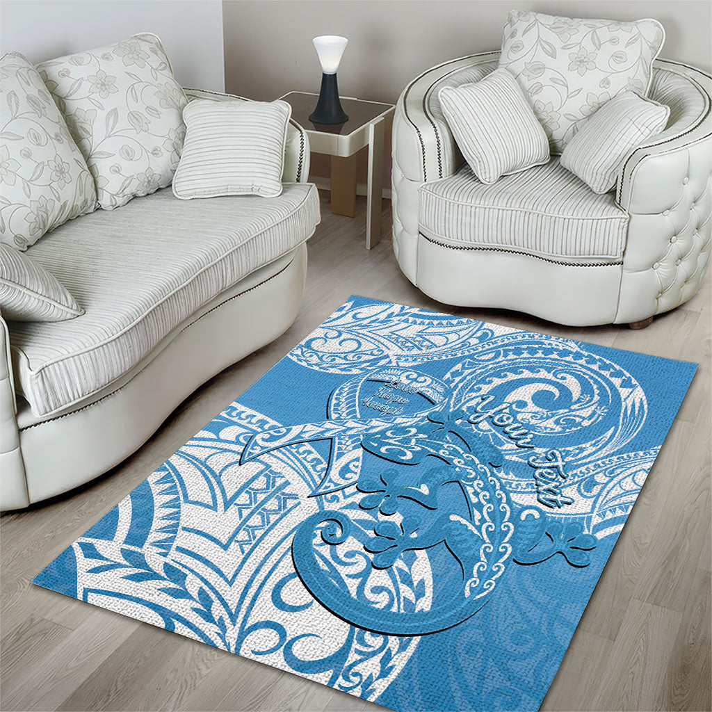 Personalised New Zealand Autism Support Area Rug NZ Fern With Maori Koru Lizard