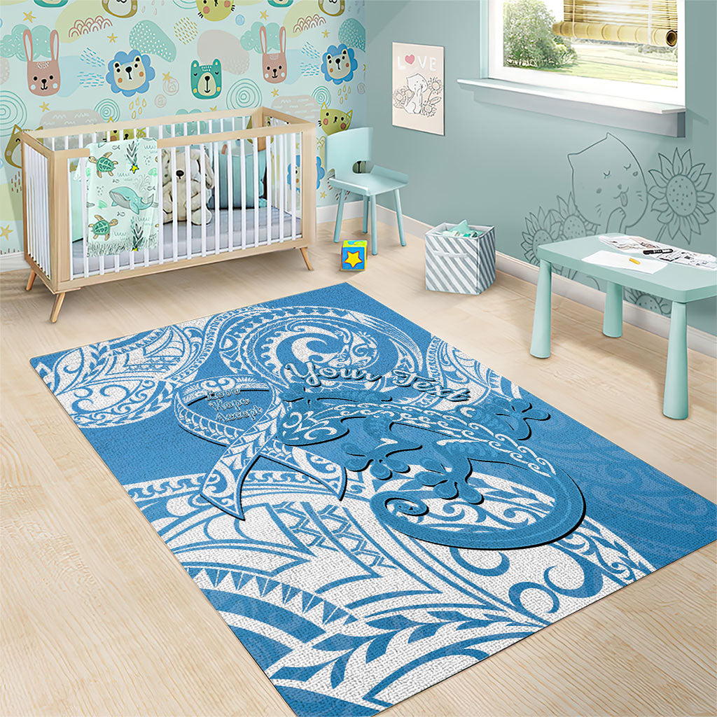 Personalised New Zealand Autism Support Area Rug NZ Fern With Maori Koru Lizard