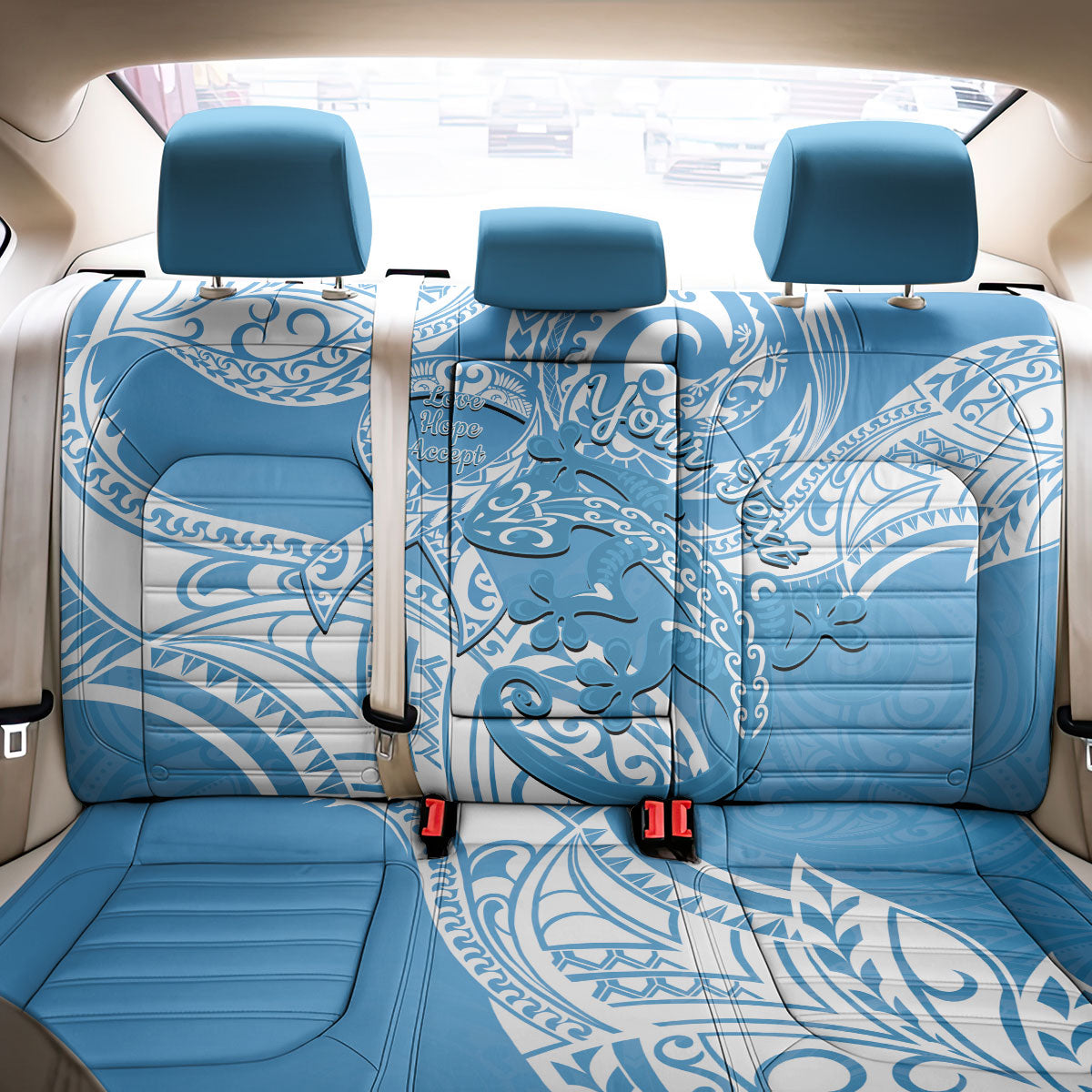 Personalised New Zealand Autism Support Back Car Seat Cover NZ Fern With Maori Koru Lizard