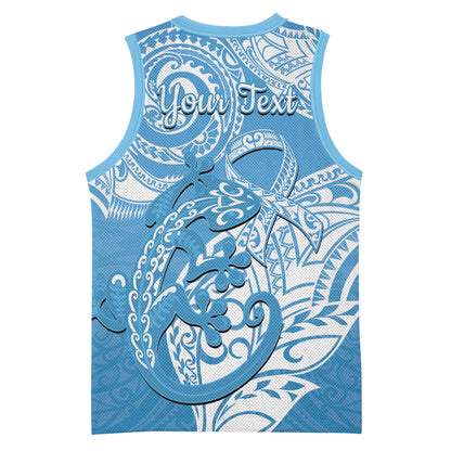 Personalised New Zealand Autism Support Basketball Jersey NZ Fern With Maori Koru Lizard
