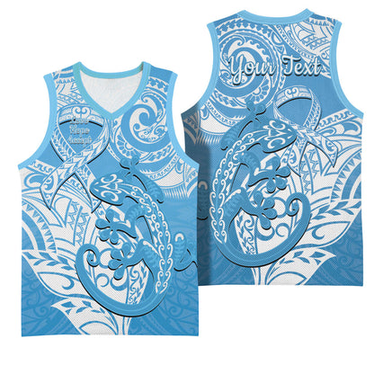 Personalised New Zealand Autism Support Basketball Jersey NZ Fern With Maori Koru Lizard