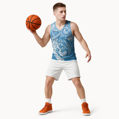 Personalised New Zealand Autism Support Basketball Jersey NZ Fern With Maori Koru Lizard