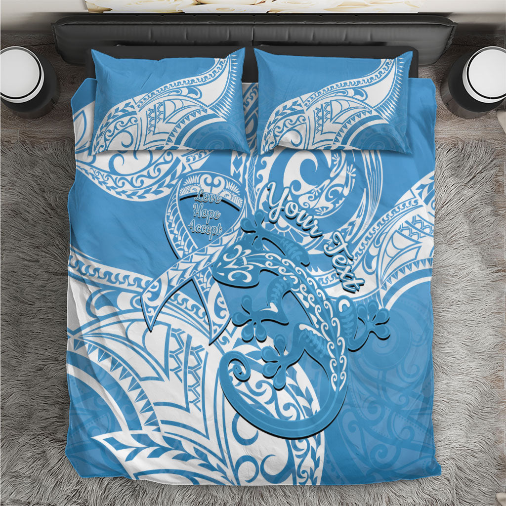 Personalised New Zealand Autism Support Bedding Set NZ Fern With Maori Koru Lizard
