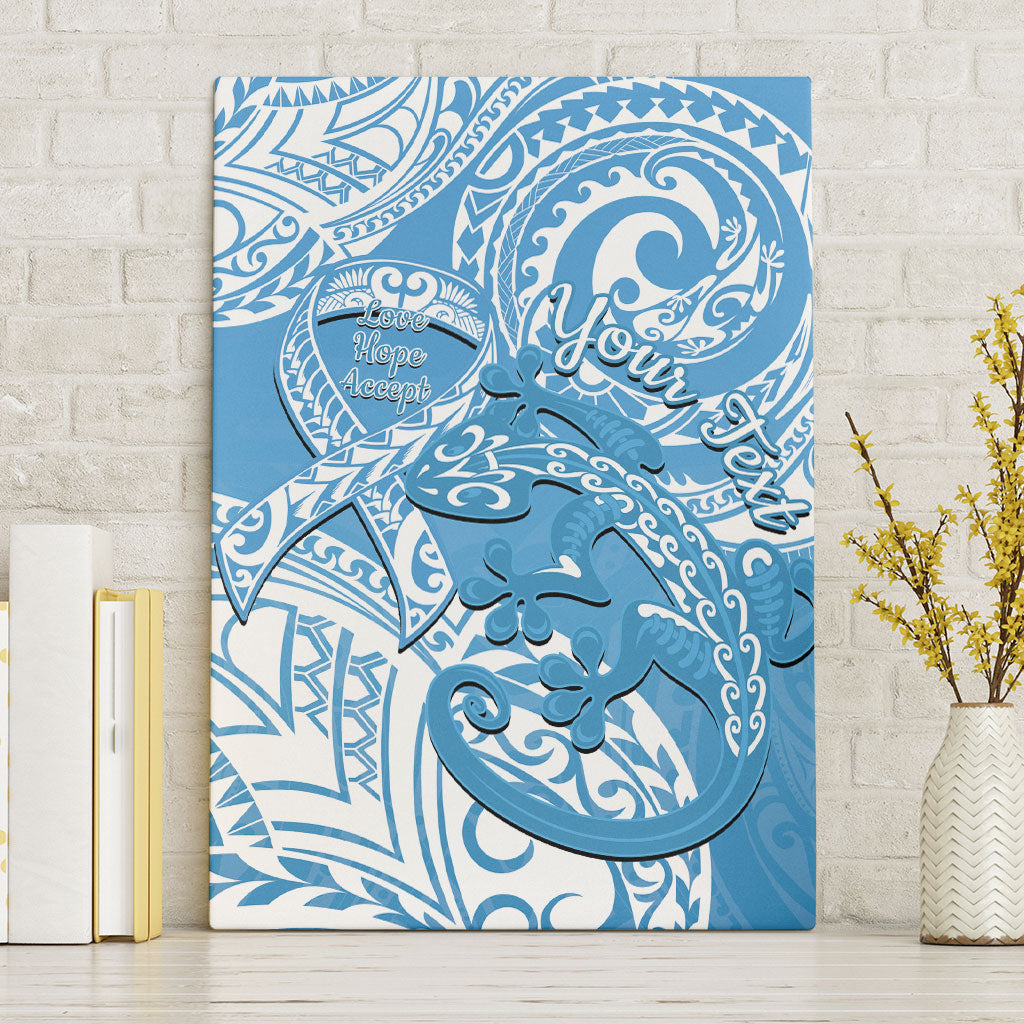 Personalised New Zealand Autism Support Canvas Wall Art NZ Fern With Maori Koru Lizard
