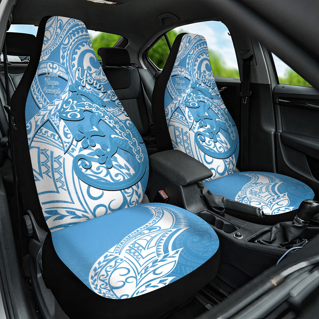 Personalised New Zealand Autism Support Car Seat Cover NZ Fern With Maori Koru Lizard