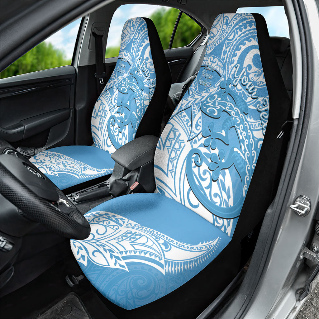 Personalised New Zealand Autism Support Car Seat Cover NZ Fern With Maori Koru Lizard