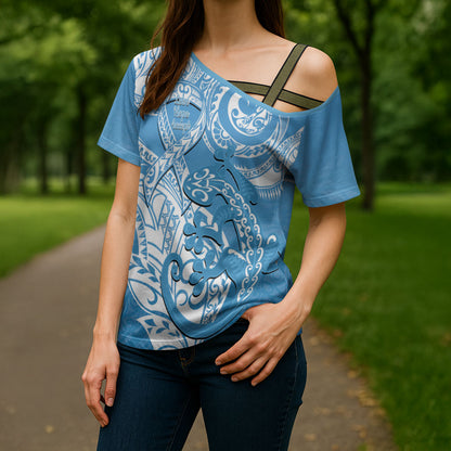 Personalised New Zealand Autism Support Cross Shoulder Shirt NZ Fern With Maori Koru Lizard