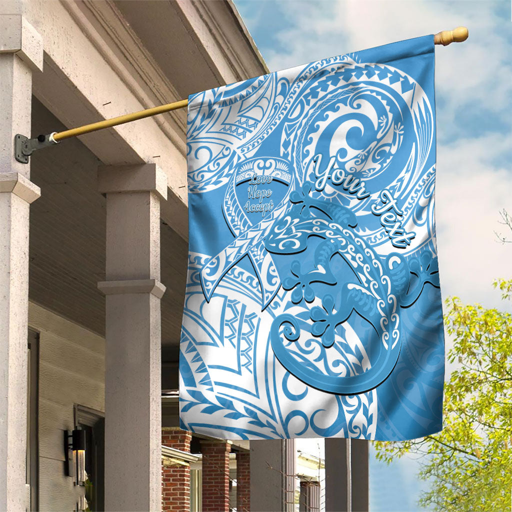 Personalised New Zealand Autism Support Garden Flag NZ Fern With Maori Koru Lizard