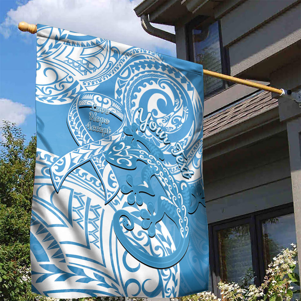 Personalised New Zealand Autism Support Garden Flag NZ Fern With Maori Koru Lizard