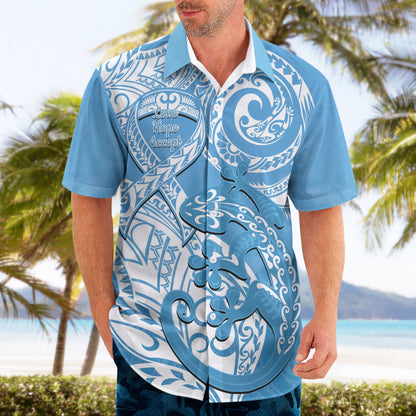 Personalised New Zealand Autism Support Hawaiian Shirt NZ Fern With Maori Koru Lizard