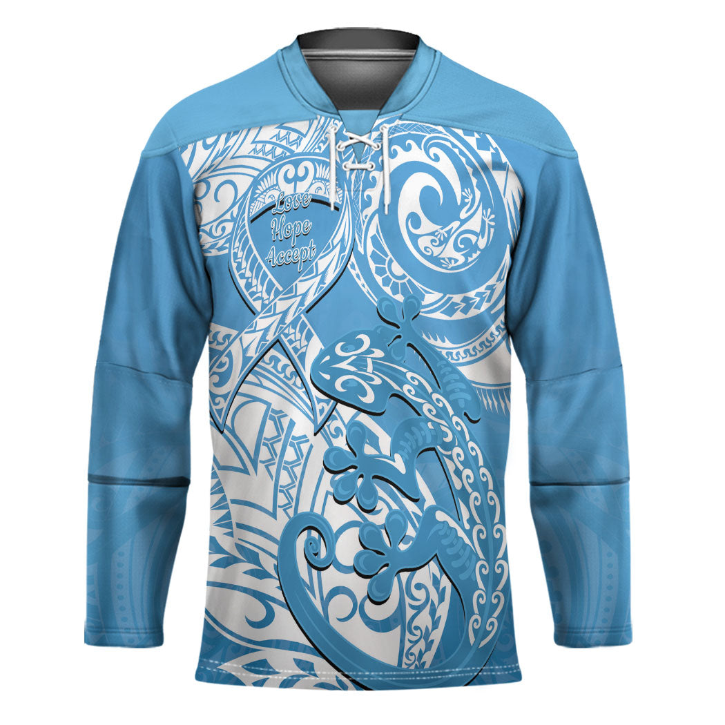 Personalised New Zealand Autism Support Hockey Jersey NZ Fern With Maori Koru Lizard