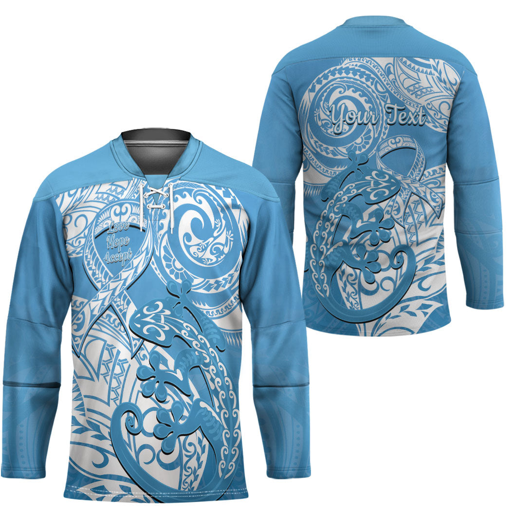 Personalised New Zealand Autism Support Hockey Jersey NZ Fern With Maori Koru Lizard