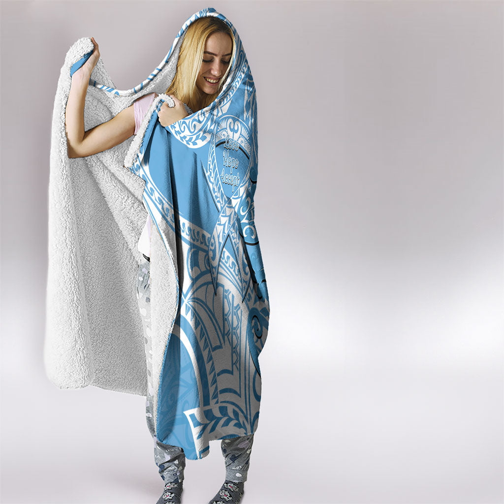 Personalised New Zealand Autism Support Hooded Blanket NZ Fern With Maori Koru Lizard