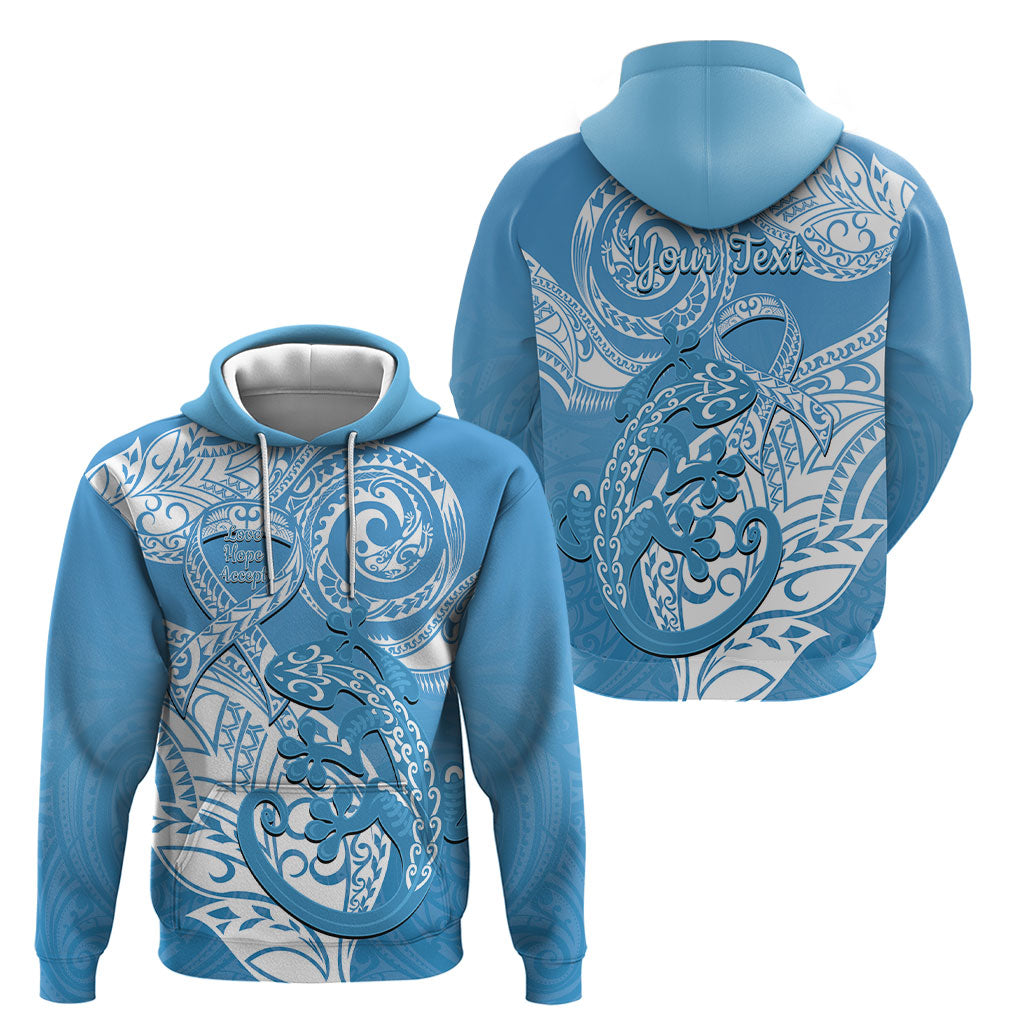 Personalised New Zealand Autism Support Hoodie NZ Fern With Maori Koru Lizard