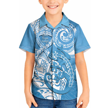 Personalised New Zealand Autism Support Kid Hawaiian Shirt NZ Fern With Maori Koru Lizard