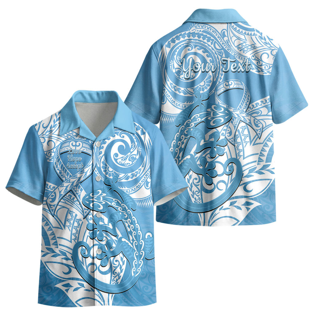 Personalised New Zealand Autism Support Kid Hawaiian Shirt NZ Fern With Maori Koru Lizard