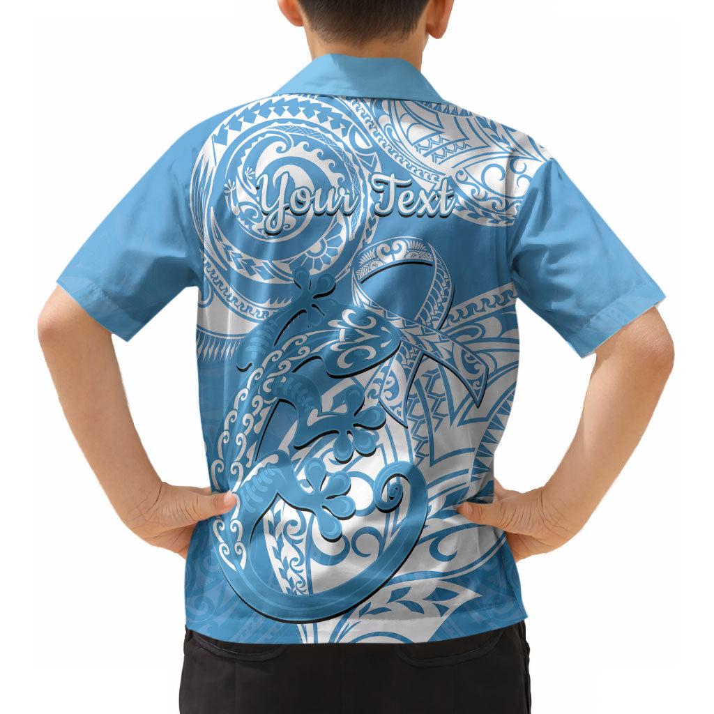 Personalised New Zealand Autism Support Kid Hawaiian Shirt NZ Fern With Maori Koru Lizard