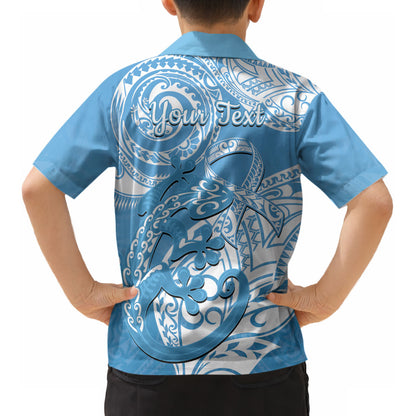 Personalised New Zealand Autism Support Kid Hawaiian Shirt NZ Fern With Maori Koru Lizard