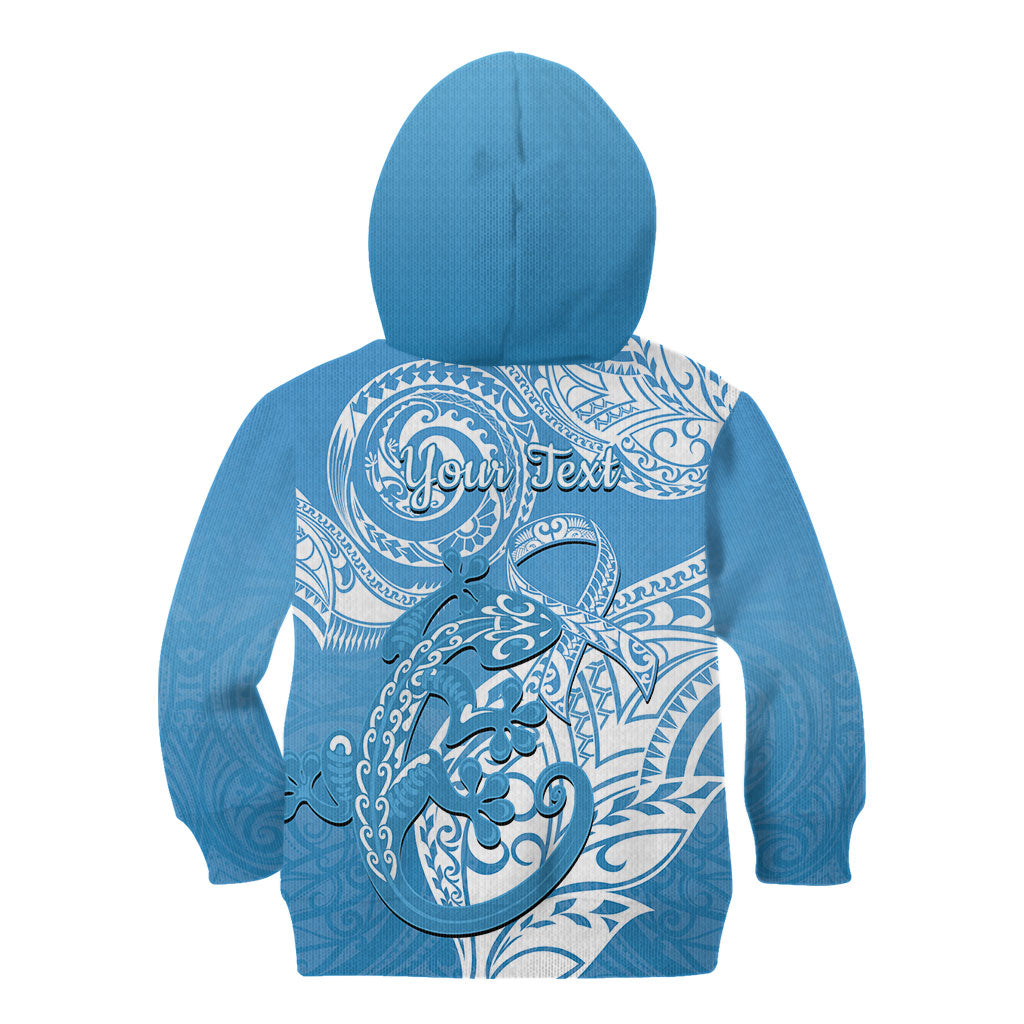 Personalised New Zealand Autism Support Kid Hoodie NZ Fern With Maori Koru Lizard