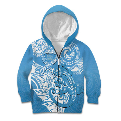 Personalised New Zealand Autism Support Kid Hoodie NZ Fern With Maori Koru Lizard