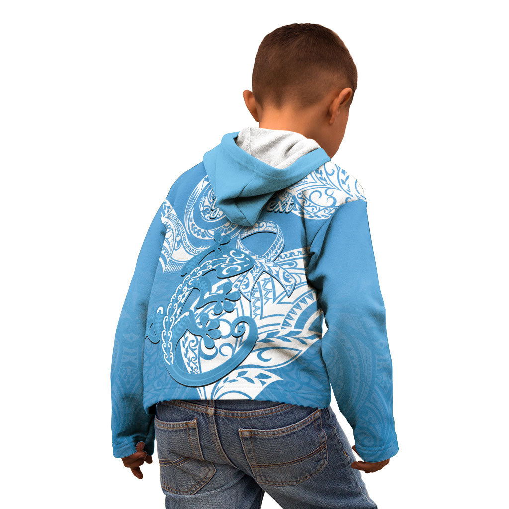 Personalised New Zealand Autism Support Kid Hoodie NZ Fern With Maori Koru Lizard
