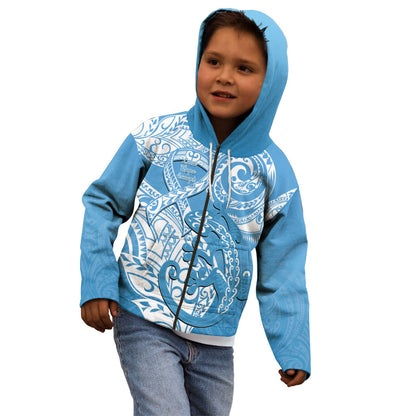 Personalised New Zealand Autism Support Kid Hoodie NZ Fern With Maori Koru Lizard