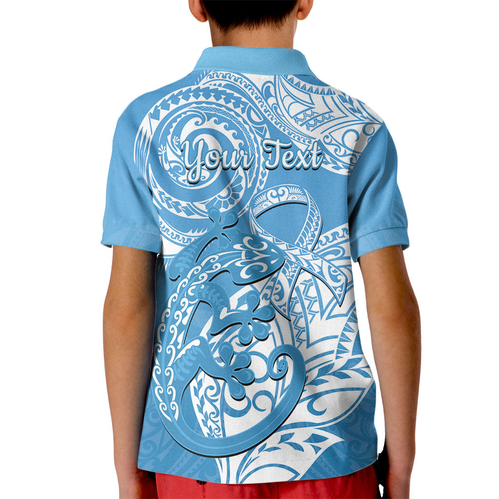 Personalised New Zealand Autism Support Kid Polo Shirt NZ Fern With Maori Koru Lizard