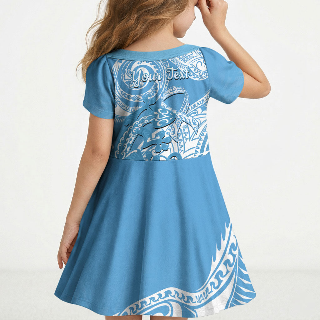 Personalised New Zealand Autism Support Kid Short Sleeve Dress NZ Fern With Maori Koru Lizard