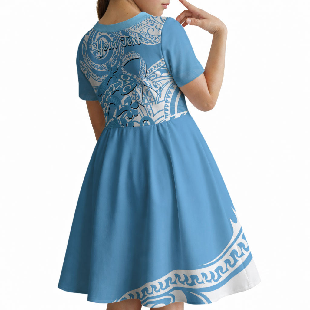 Personalised New Zealand Autism Support Kid Short Sleeve Dress NZ Fern With Maori Koru Lizard