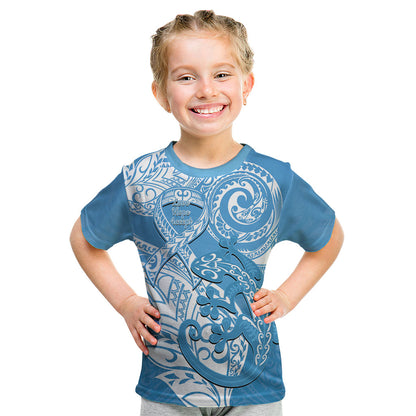 Personalised New Zealand Autism Support Kid T Shirt NZ Fern With Maori Koru Lizard