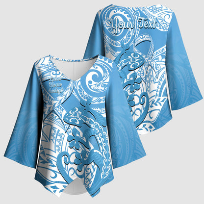 Personalised New Zealand Autism Support Kimono Sleeve Blouse NZ Fern With Maori Koru Lizard