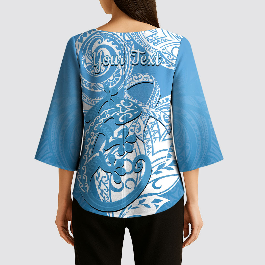Personalised New Zealand Autism Support Kimono Sleeve Blouse NZ Fern With Maori Koru Lizard