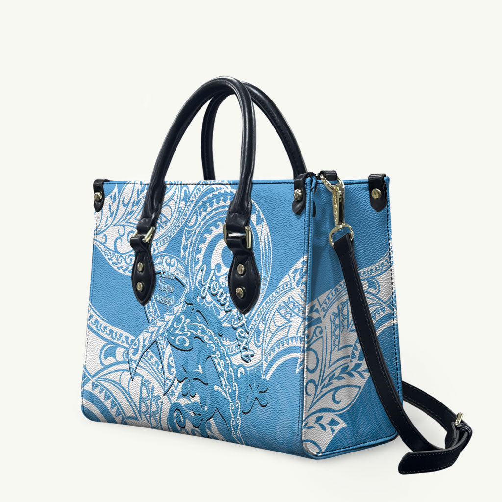 Personalised New Zealand Autism Support Leather Bag NZ Fern With Maori Koru Lizard