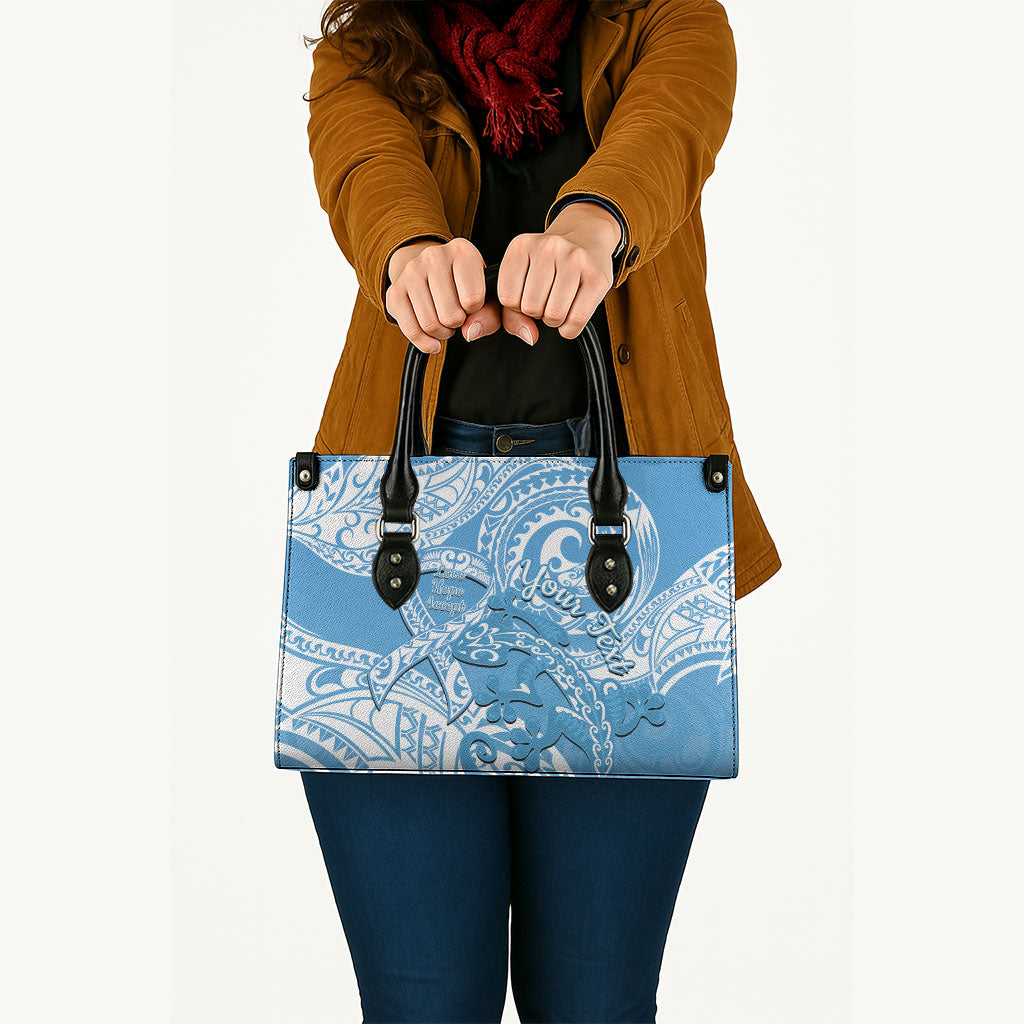 Personalised New Zealand Autism Support Leather Bag NZ Fern With Maori Koru Lizard