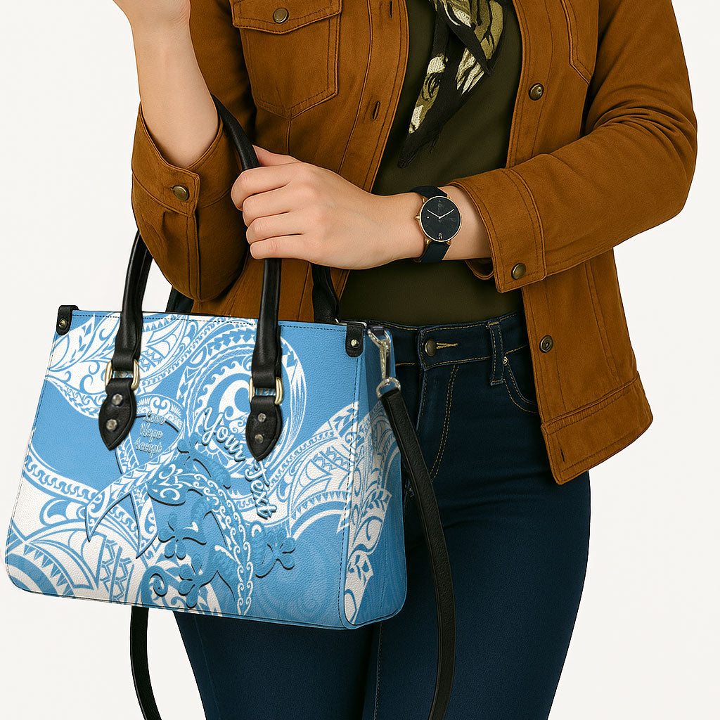 Personalised New Zealand Autism Support Leather Bag NZ Fern With Maori Koru Lizard