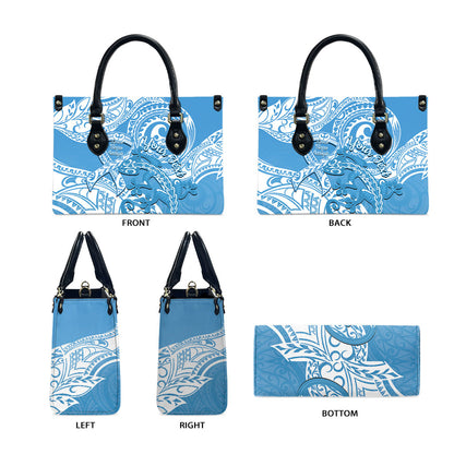 Personalised New Zealand Autism Support Leather Bag NZ Fern With Maori Koru Lizard