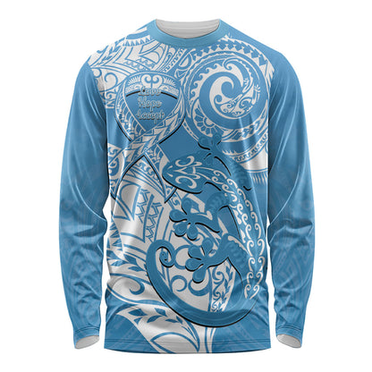 Personalised New Zealand Autism Support Long Sleeve Shirt NZ Fern With Maori Koru Lizard