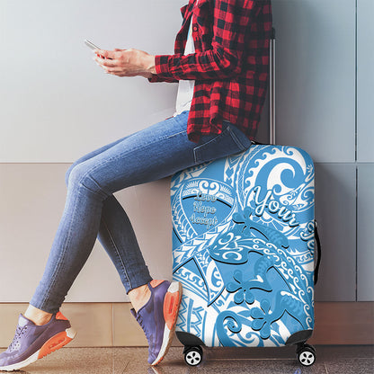 Personalised New Zealand Autism Support Luggage Cover NZ Fern With Maori Koru Lizard