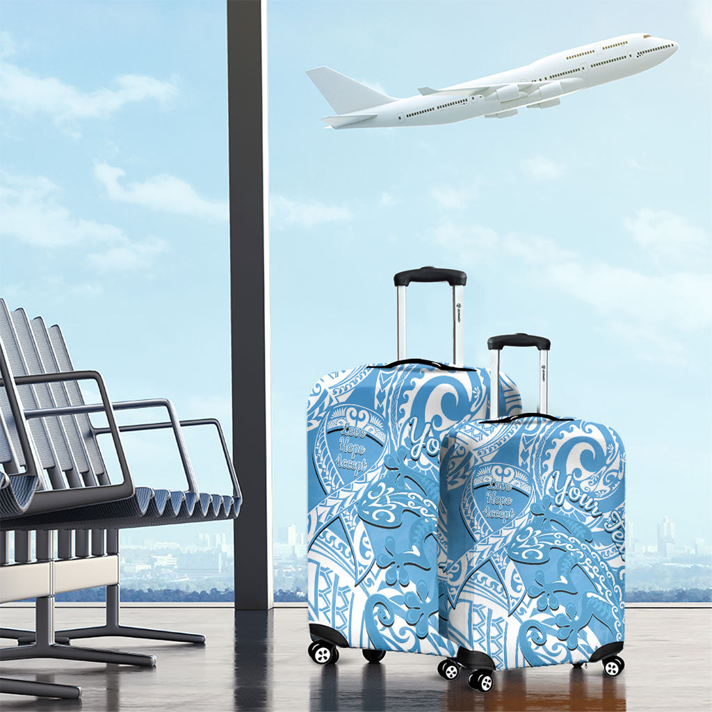 Personalised New Zealand Autism Support Luggage Cover NZ Fern With Maori Koru Lizard
