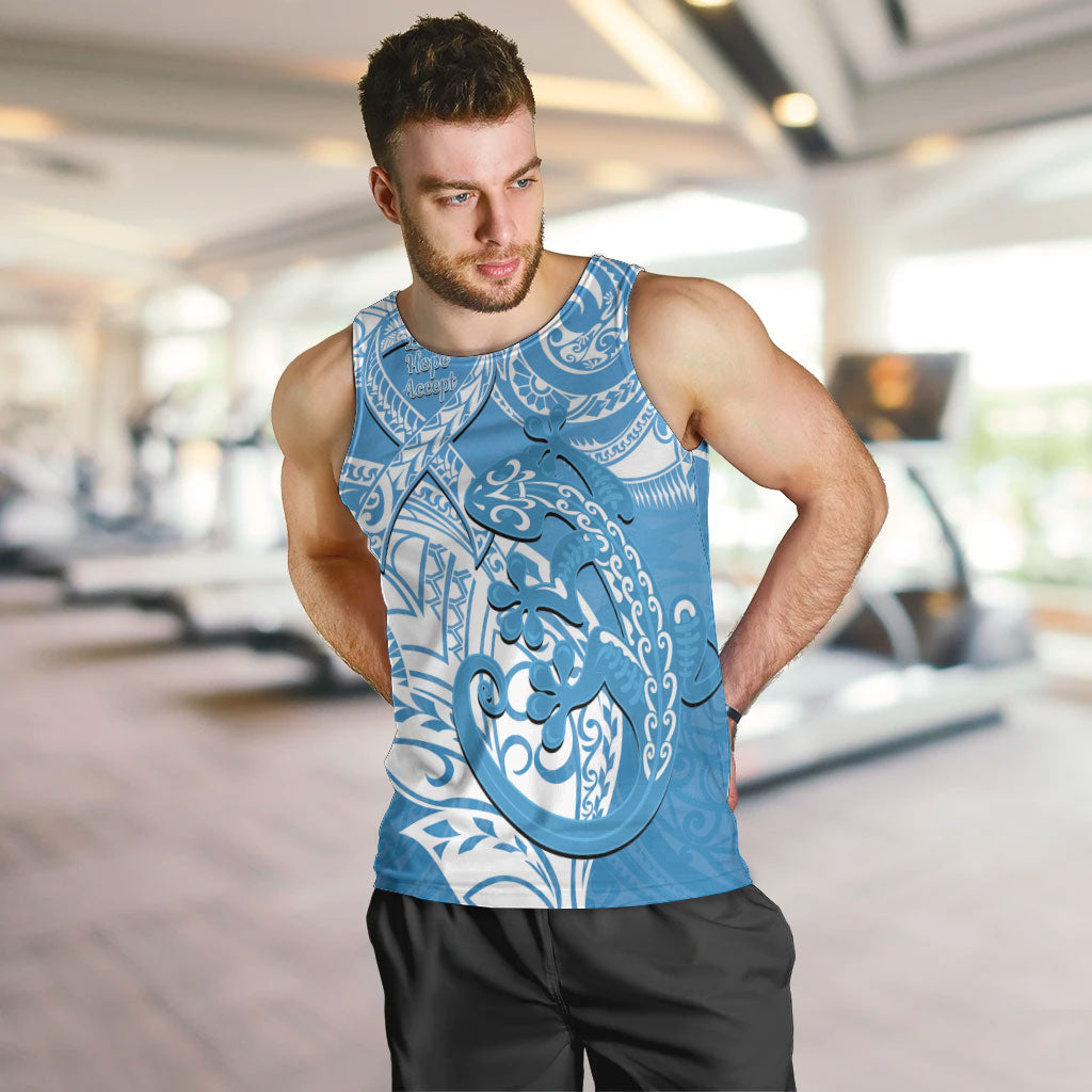 Personalised New Zealand Autism Support Men Tank Top NZ Fern With Maori Koru Lizard